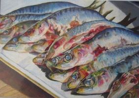 Les sardines de Fred, 23 x 32 cm, 2019 (collection priv&eacute;e)